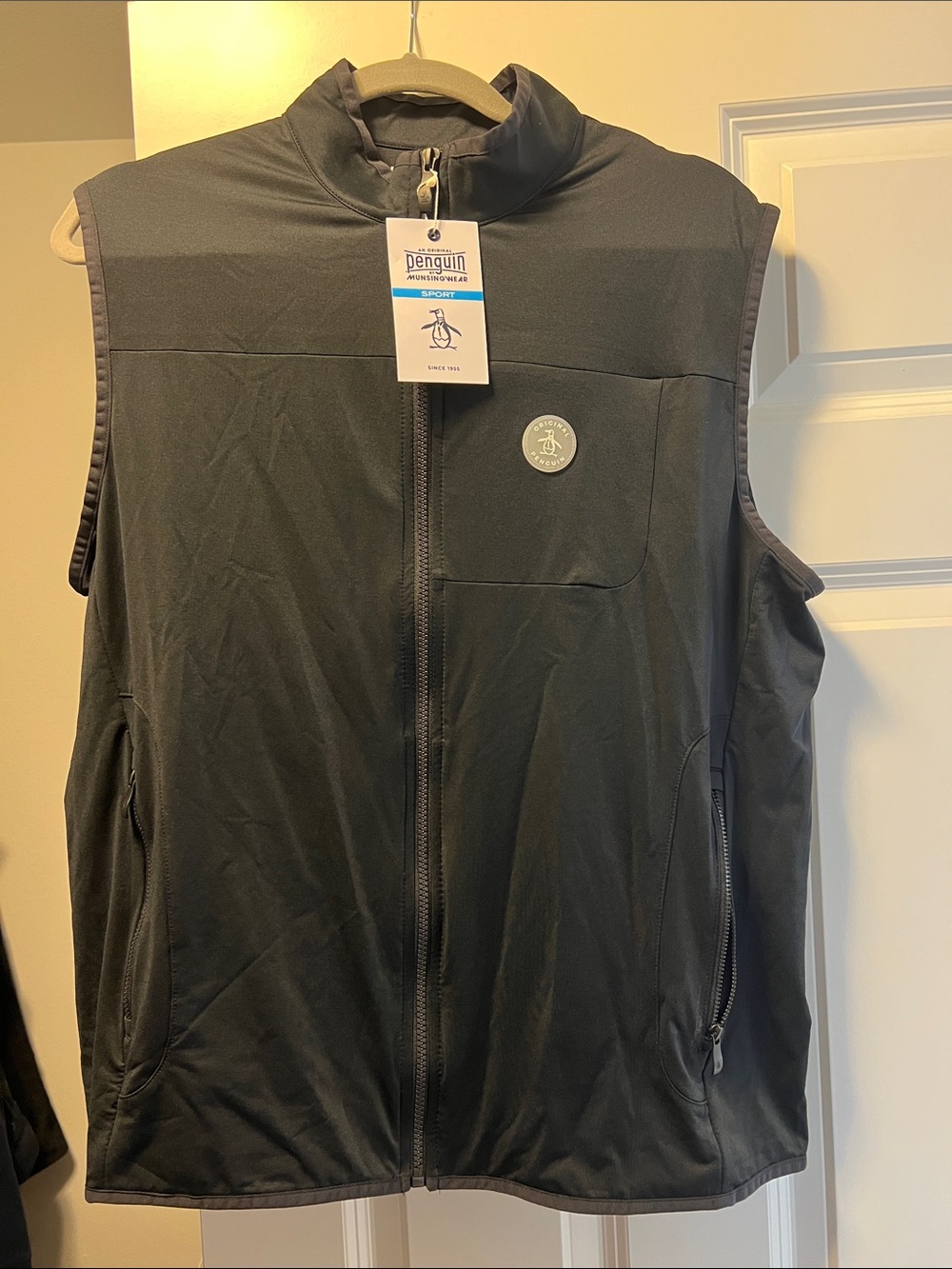 Original Penguin Black Sleeveless Zip-Up Vest